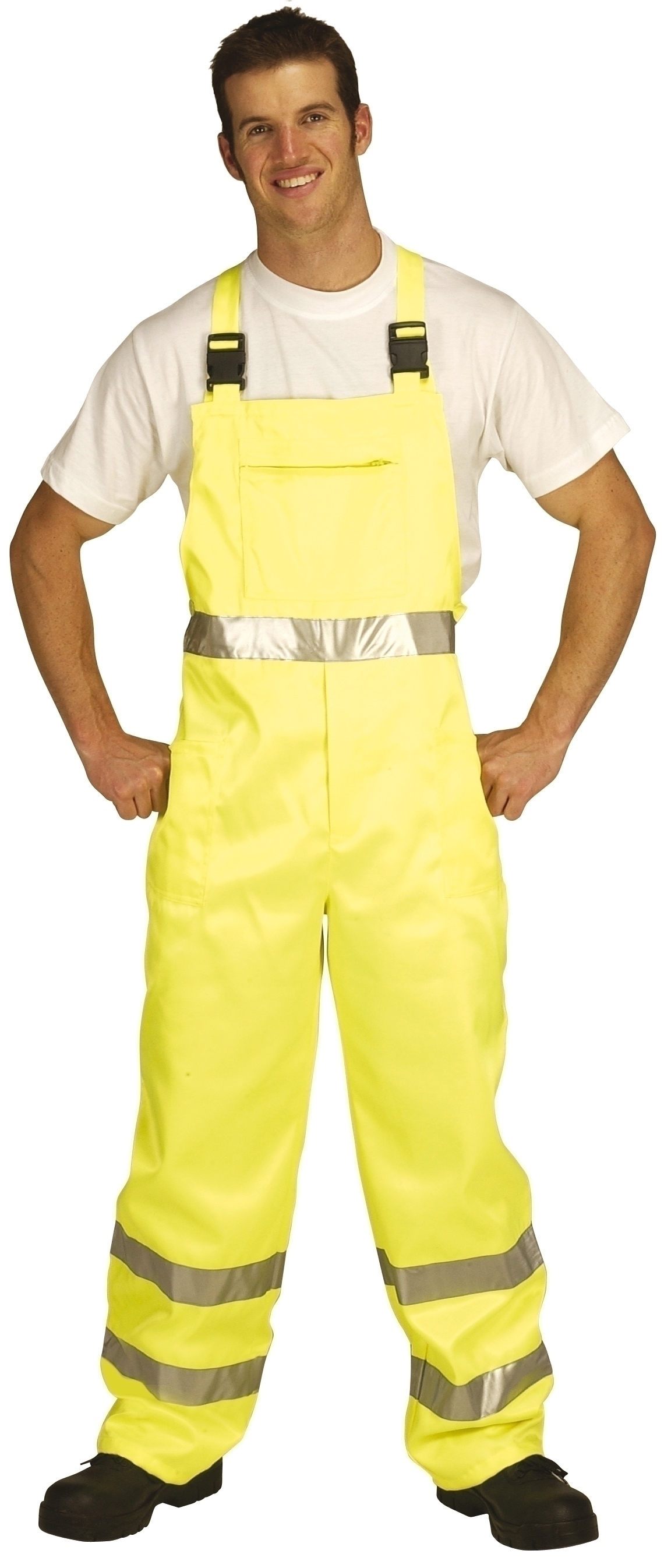 Supertouch Yellow Hi Visibility Polycotton Work Bib and Brace Dungarees Trousers 